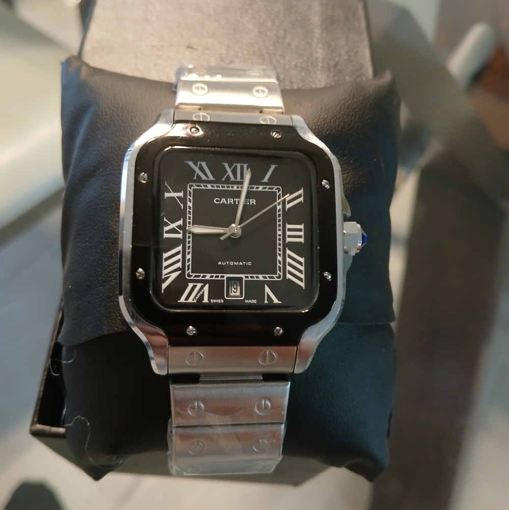 Cartier Black and Silver Santos Automatic Wristwatch Serial #   (Photo 2)